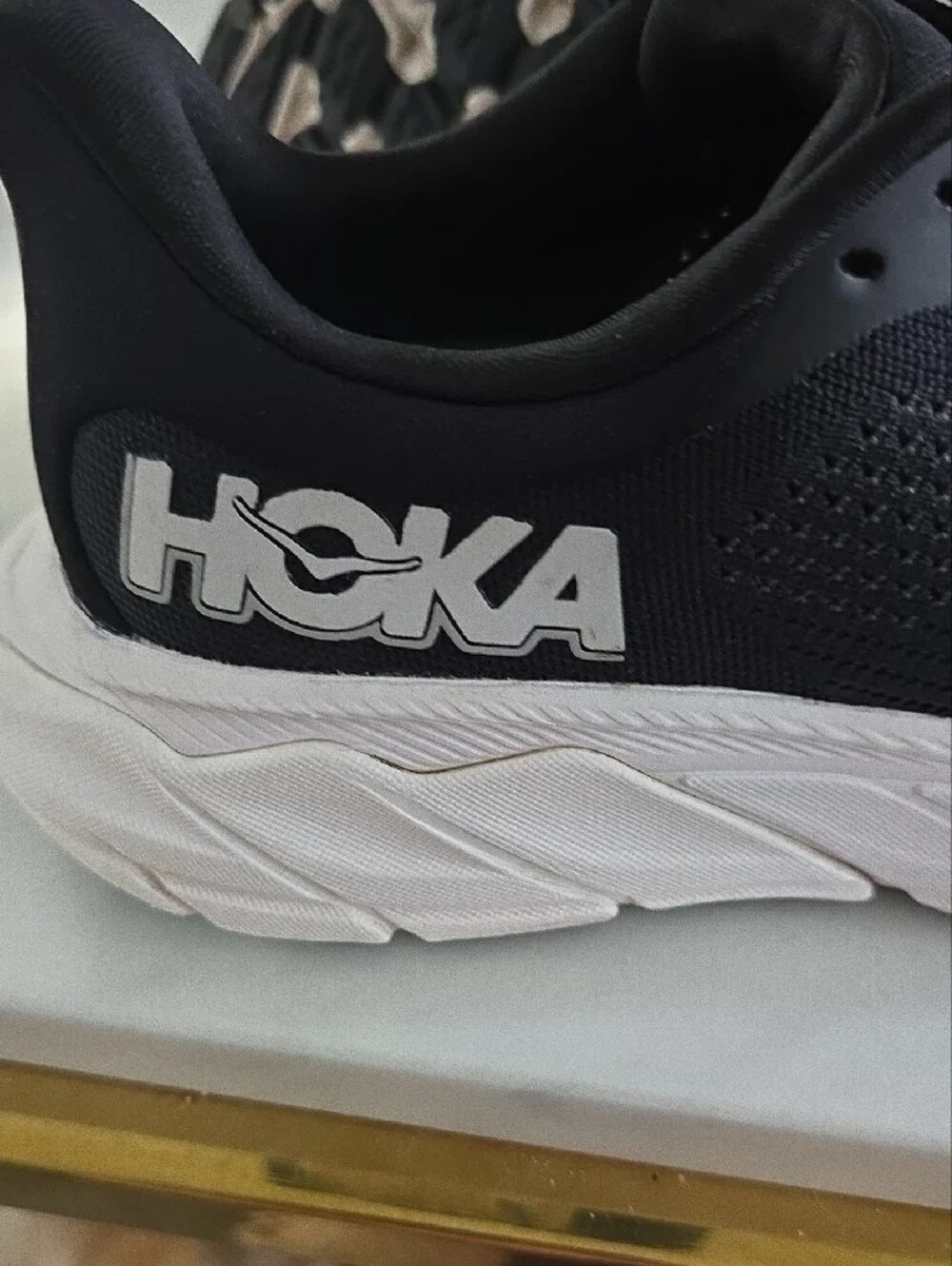 Hoka Black and White Performance Running Shoe